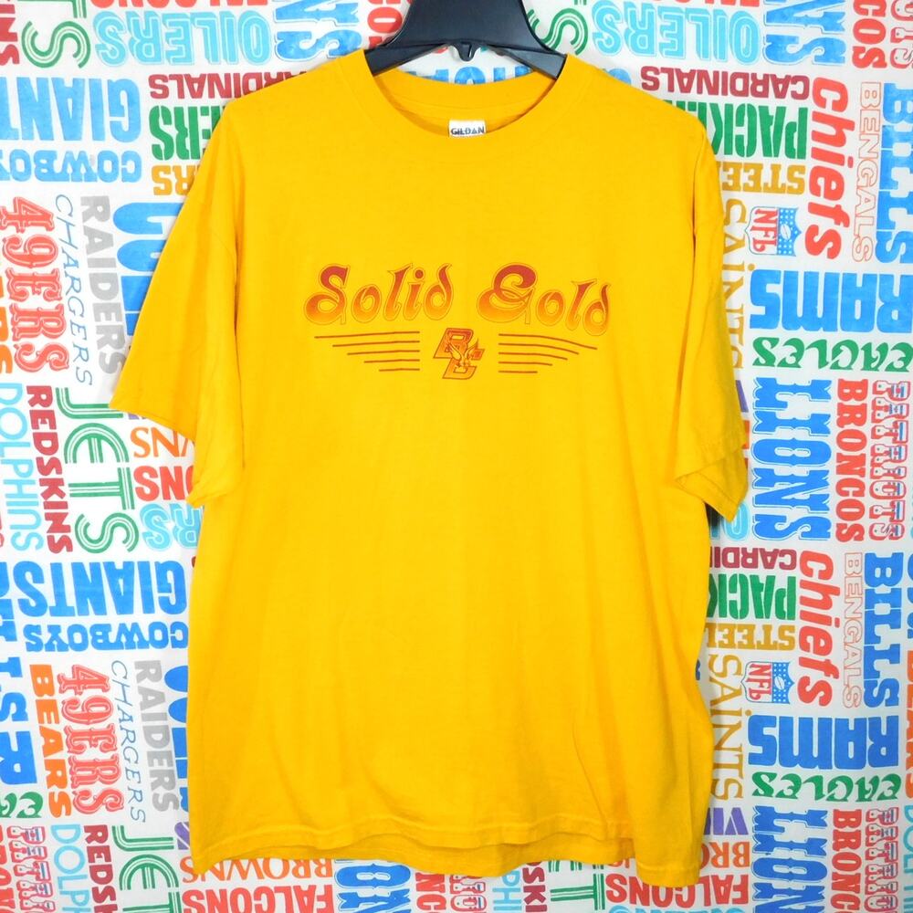 Vintage 2000s Boston College Eagles Solid Gold T Shirt Size XL Pontiac Logo